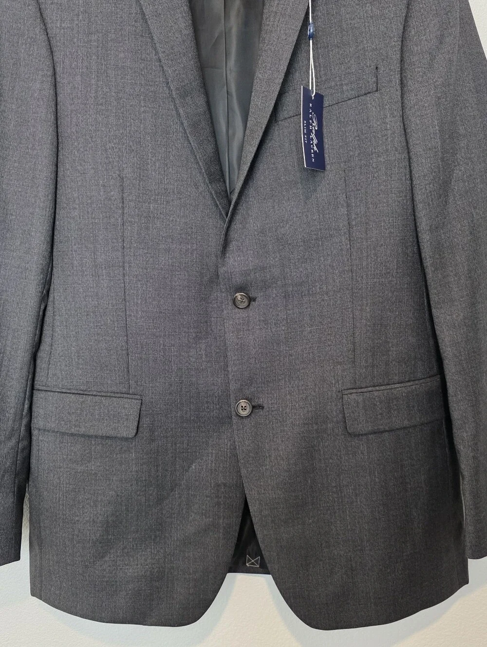 NWT Ralph Lauren Men's Slim Fit Wool Suit Blazer Gray Jacket Size 42 Long